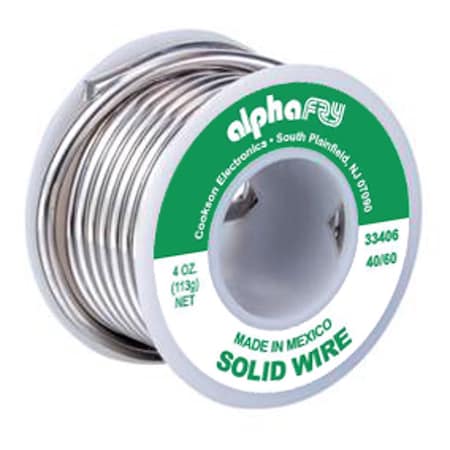 Alpha Metals Alpha Fry 4 oz Solid Wire Solder Tin/Lead 40/60 1 pc 33406